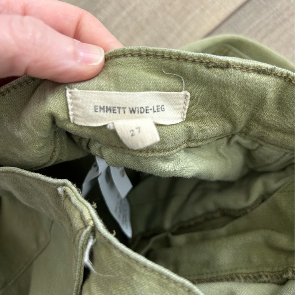 Madewell Emmett Wide Leg Green Pants Garment Dyed Edition Artichoke 27 - Picture 6 of 10